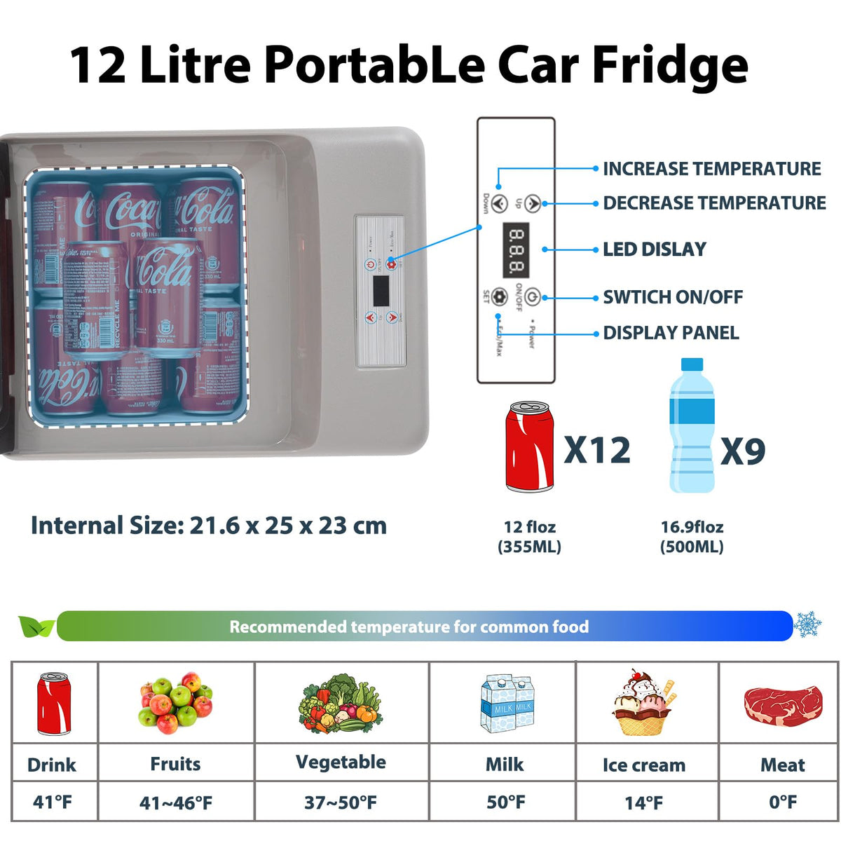 Alpicool 20L Car Fridge Freezer Portable Compressor Refrigerator, 12/24V DC & 230V AC Camping fridge -20℃~20℃ with APP Control, Energy Saving cooler for Caravan, Camping, Home, RV