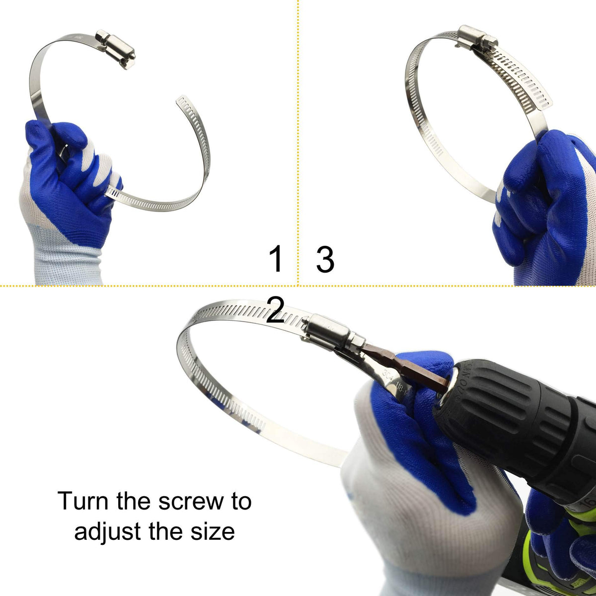 8Pcs 118-140mm Hose Clips Adjustable 304 Stainless Steel Duct Clamps