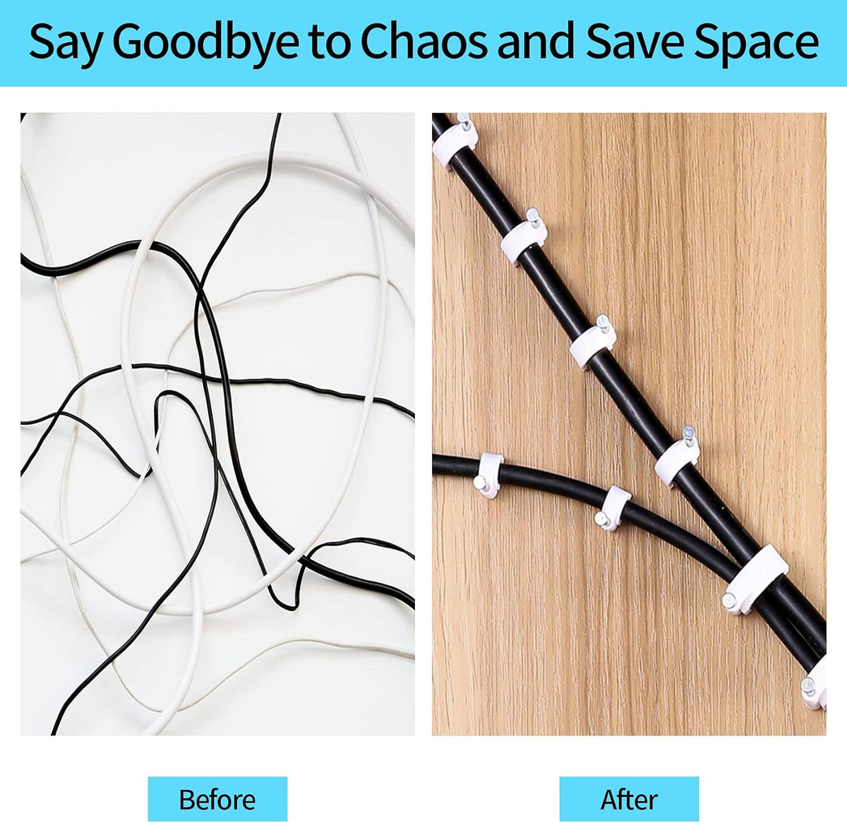 Abnii Cable Clips, 400 Pcs, 4mm 6mm 8mm 10mm Nail Clip, White