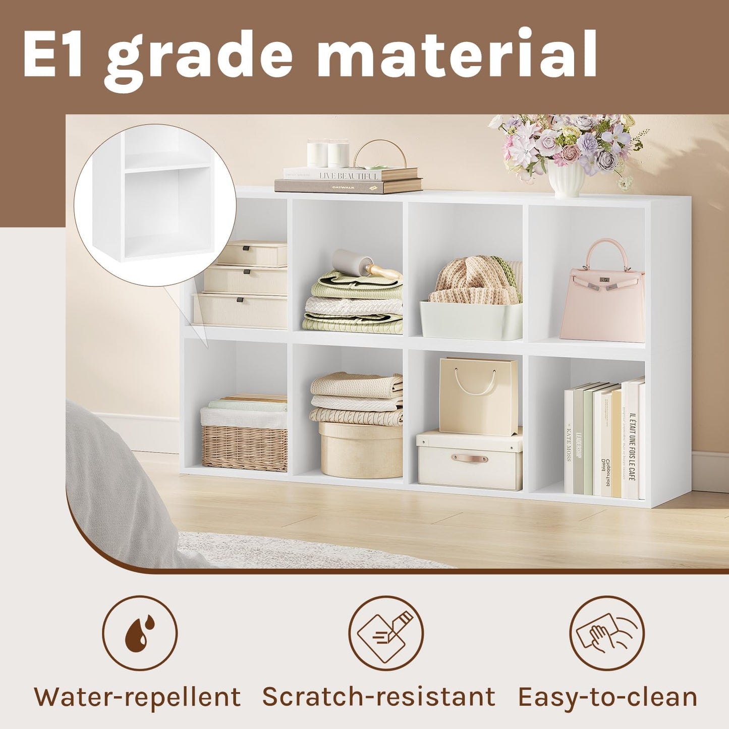 WOLTU Bookcase, White Book Shelf 6 Storage Cubes Unit, Tall Freestanding Bookcases for Living Room,Bedroom