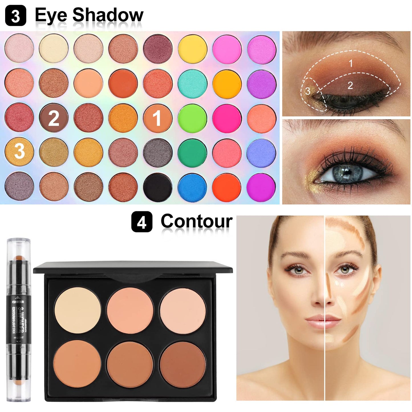 LYMYBETY Makeup Set, Cosmetic Make Up Starter Kit With Storage Bag Portable Travel Make Up Palette Eyeshadow Foundation Lip Gloss for Teenage & Adults (Style B), 1.0 count