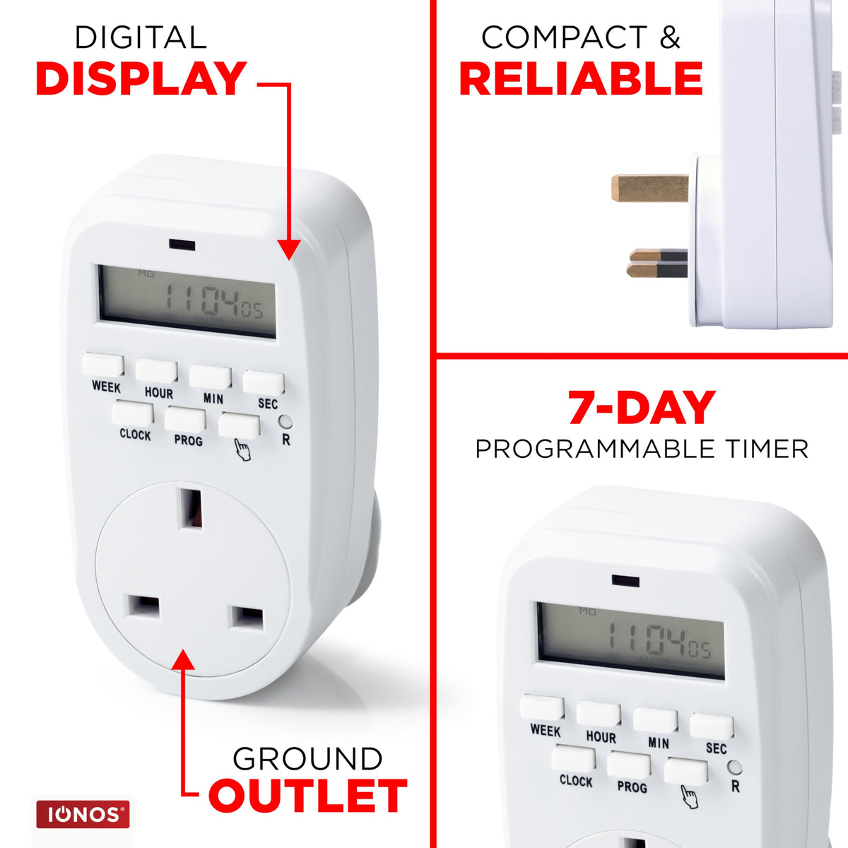 Status IONOS 24 Hour Plug-in Timer Switch, Mechanical Option B, White