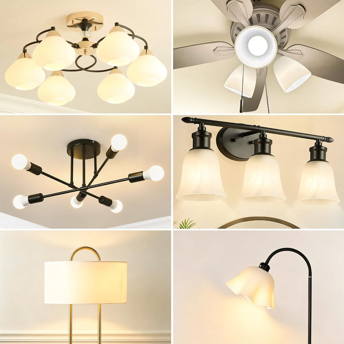 6 Pack E27 Screw LED Light Bulbs 2700K Warm Yellow White, 60W, ES Edison 9W
