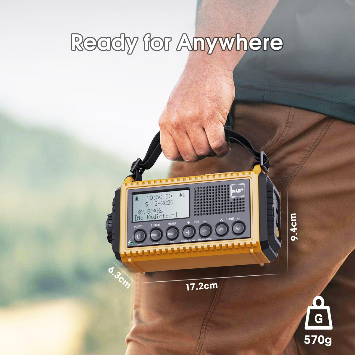 ROCAM Wind up Radio Solar, Battery, Torch, Portable DAB Radio