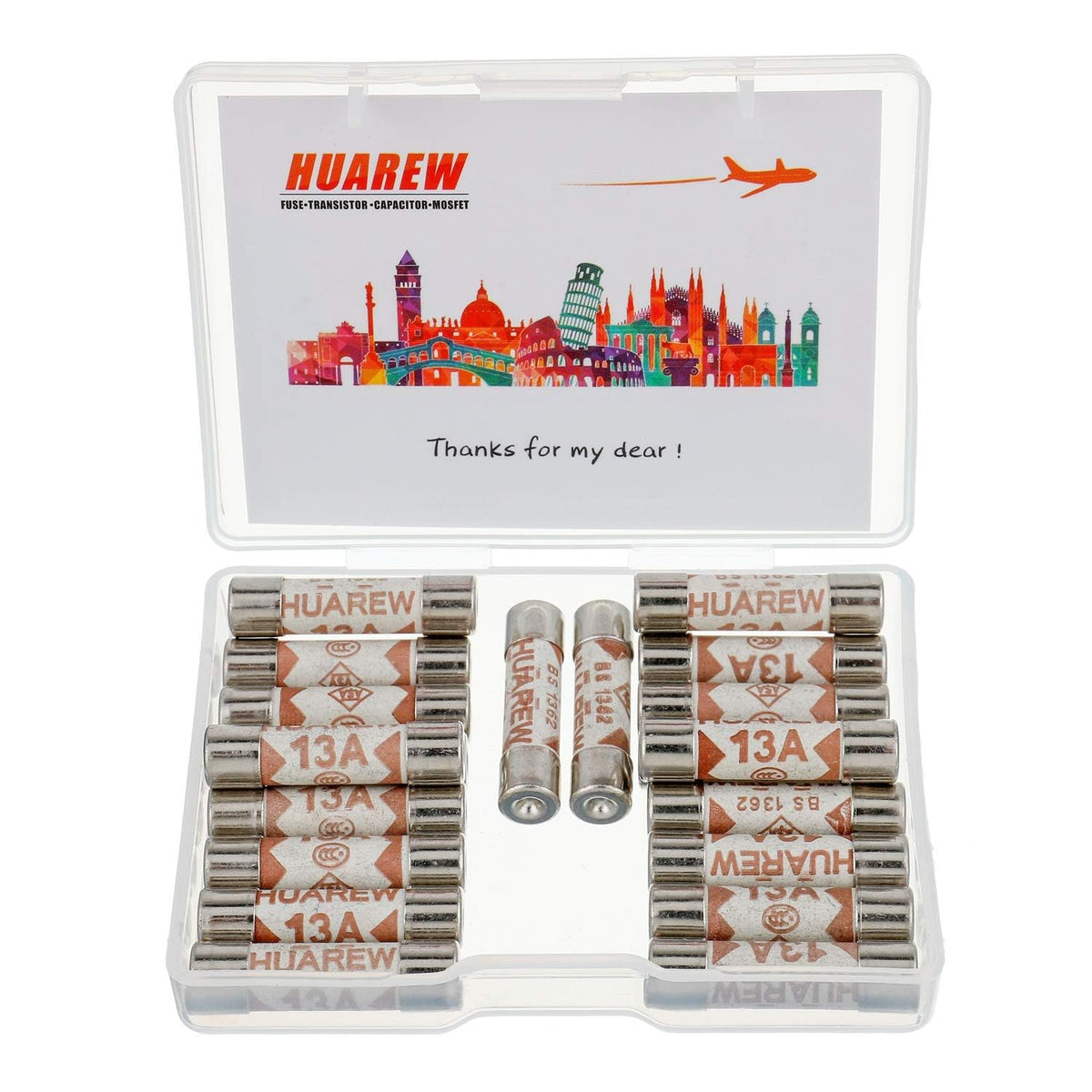 5 Values 100 Pcs 6.3x25 mm BS1362 1 3 5 10 13 A amp 240 V volt 0.248x0.984 Inch Ceramic Tube Fuses Assortment Kit