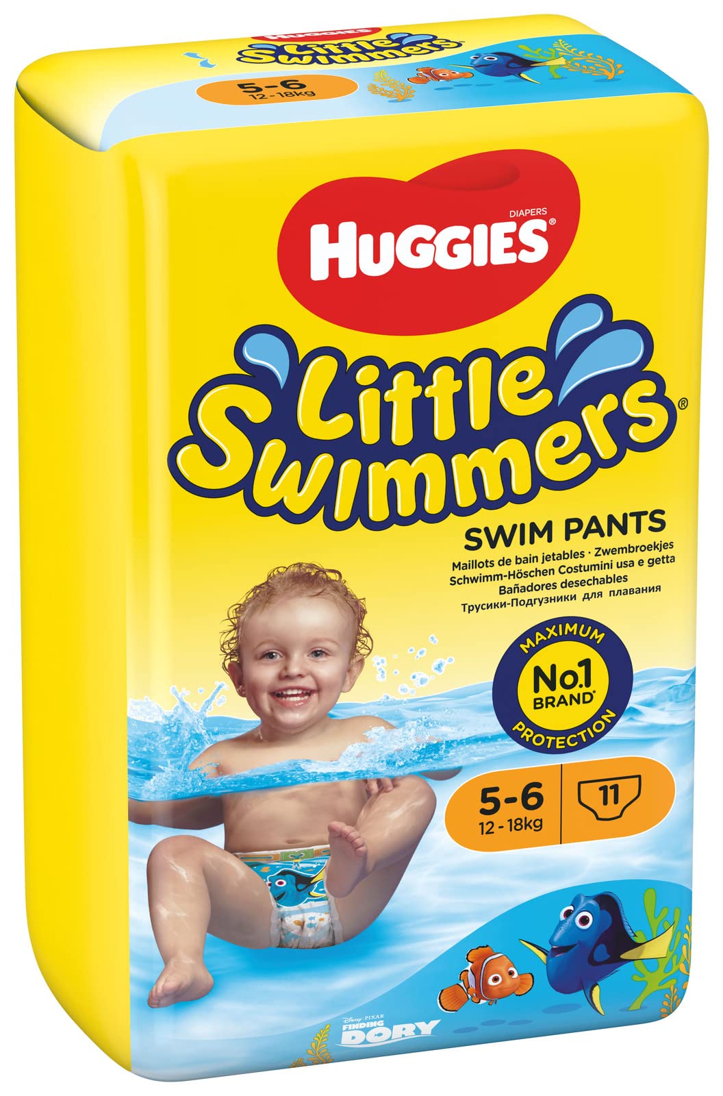 Huggies Little Swimmers, Swim Nappies, Size 5-6 - 33 Pants - Maximum Protection Swimming Nappies with Leak Guards - All-Round Stretchy Waistband