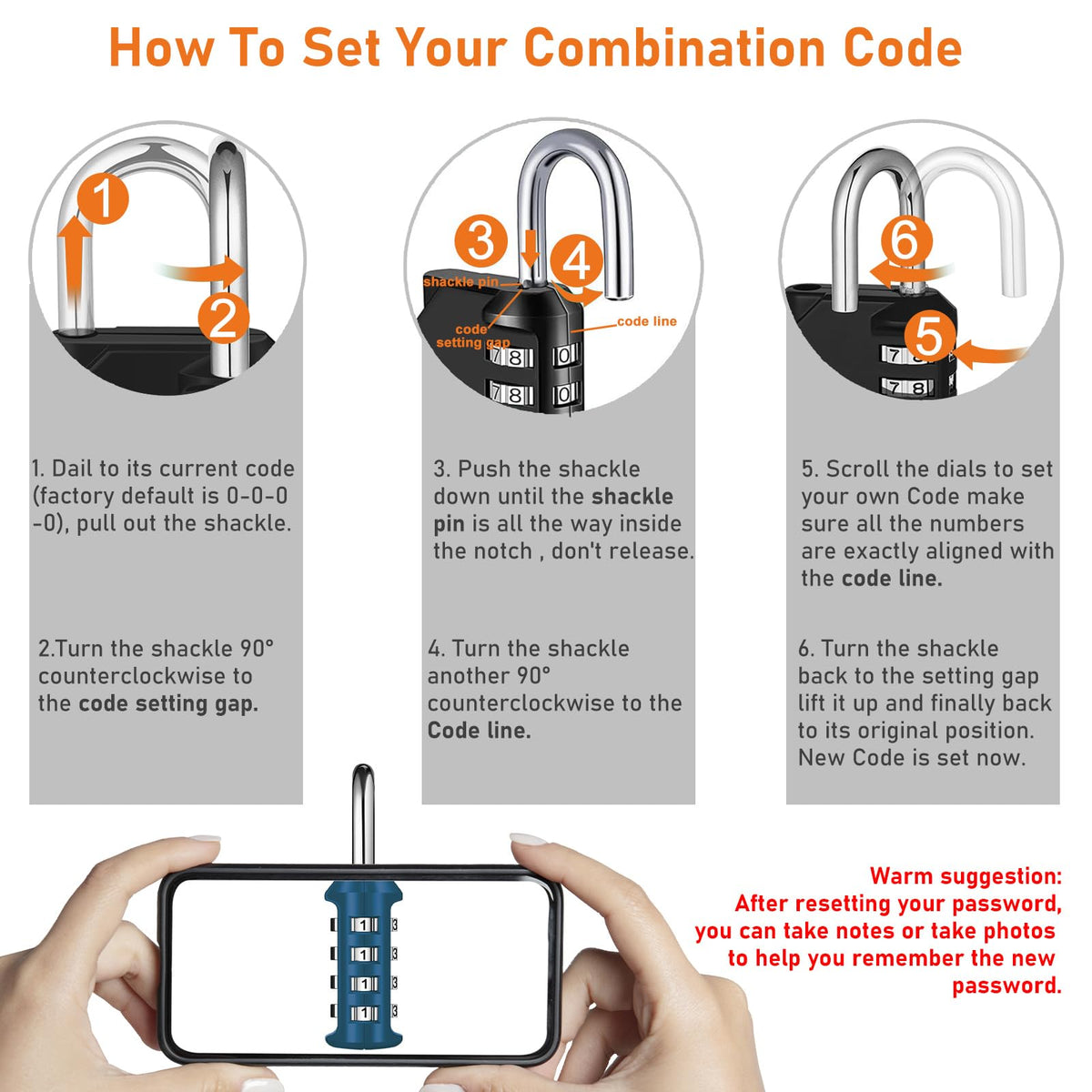 NAGE Padlocks with Code, Combination Lock 4 Digit Gym Locker (1P, Red)