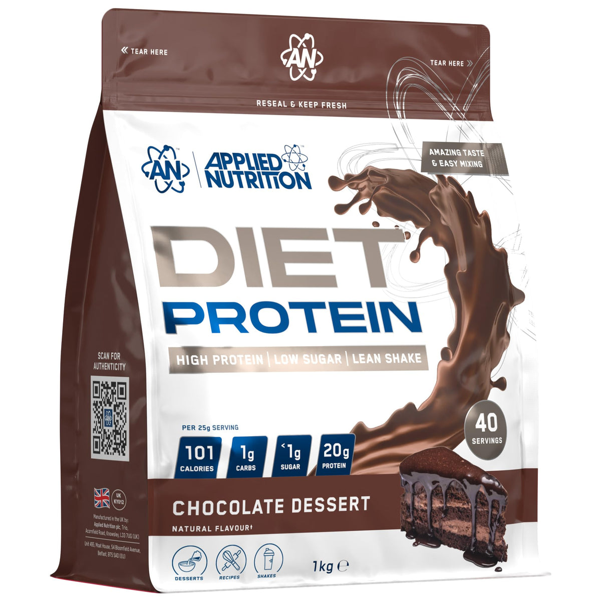Applied Nutrition Diet Whey - High Protein Powder Supplement, Low Carb & Sugar, for Weight Management with CLA, L Carnitine, Green Tea (450g - 18 Servings) (Vanilla)