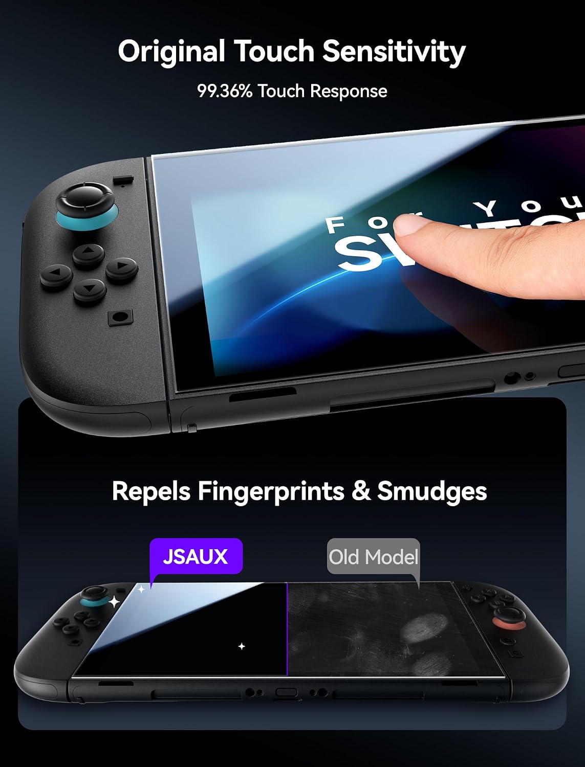 JSAUX Obsidian AR Screen Protector for Nintendo Switch 2,1-Pack
