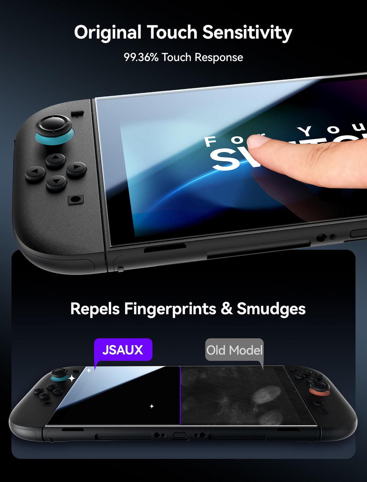 JSAUX Obsidian AR Screen Protector for Nintendo Switch 2,1-Pack