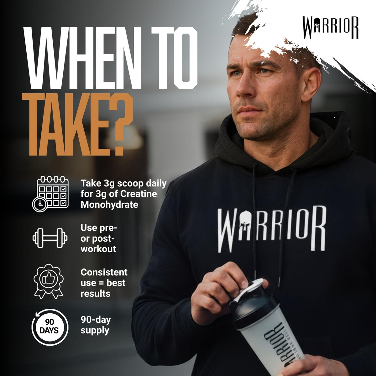 Warrior Creatine Monohydrate Powder 500g Pure Micronised (166 Servings)