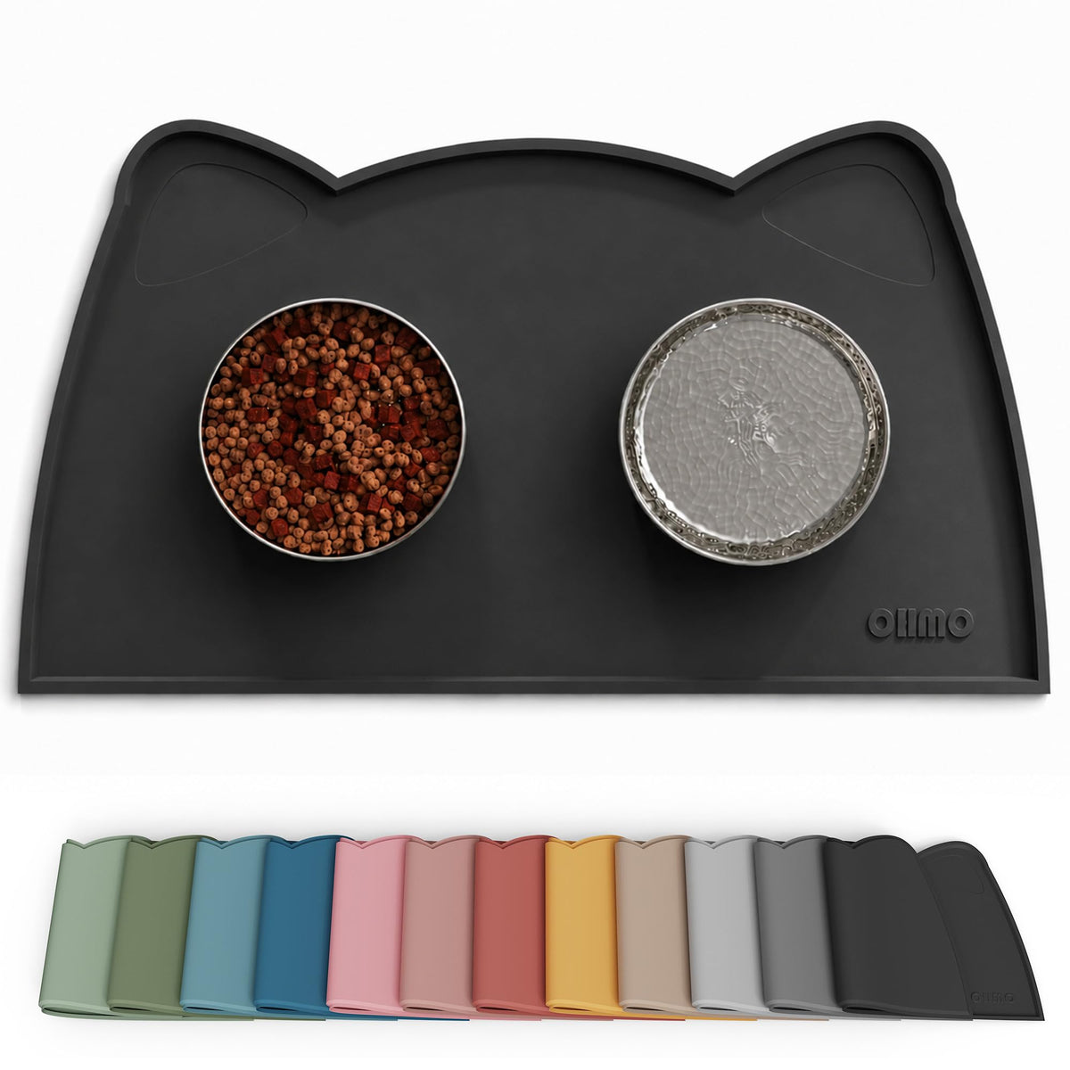 OHMO Silicone Cat Food Mat for Food&Water Bowls, 46x25cm, Camo Green