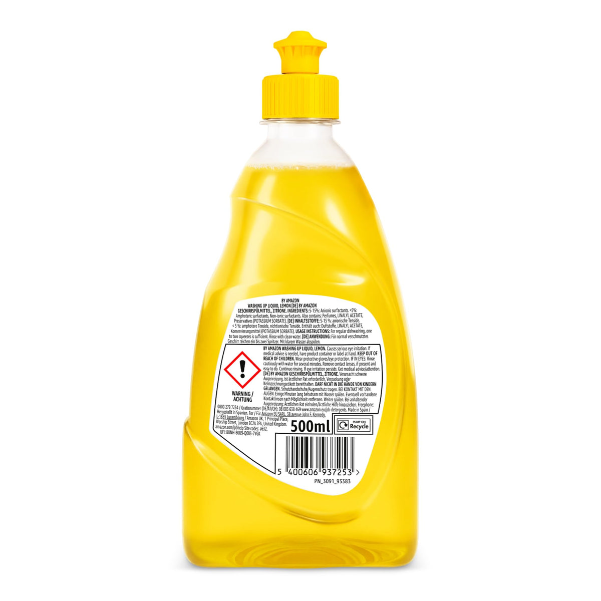 byAmazon Washing Up Liquid, Lemon 500ml (Pack of 2)