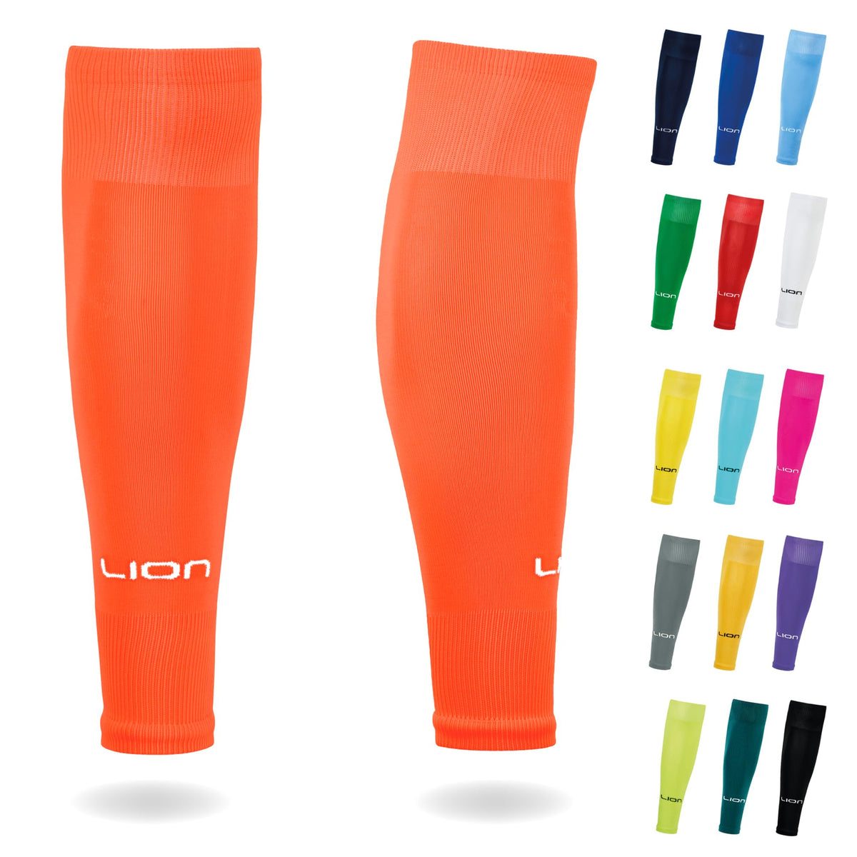 LION SPORTSWEAR Kids/Youth Football Sock Sleeves To Accompany Grip Socks - Fits Over Calf/Shin Pads - Variety Of Colors To Match Your Team Kit