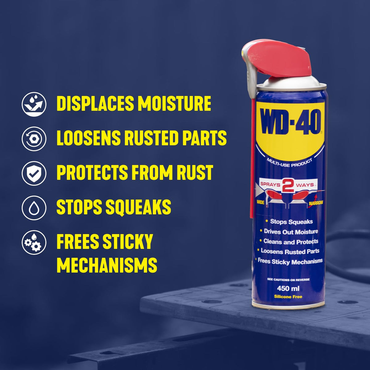 WD-40 Multi-Use Product Lubricant Spray, Smart Straw, Hinges & Locks, 450ml