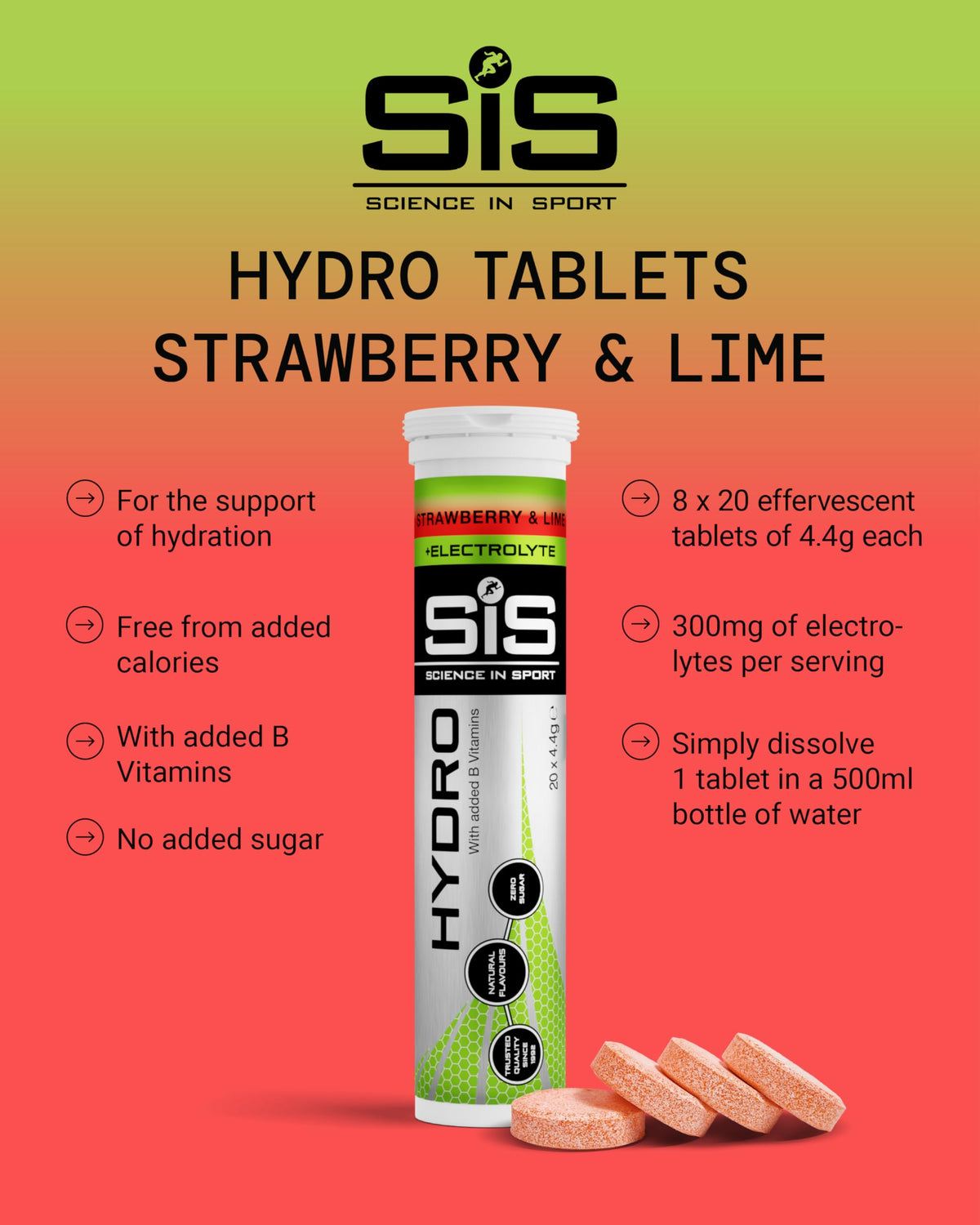 Science in Sport Hydro Electrolyte Tablets, Berry, 20 Tablets