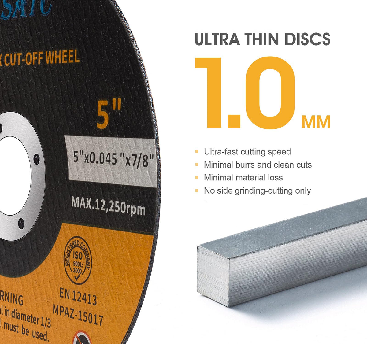 SATC 115mm Cutting Discs 50-Peice for Angle Grinder Durable Metal Cutting Disc Ultra Thin 1mm for Fast & Precise Cutting of Steel, Iron, Aluminum, & Ferrous Metals