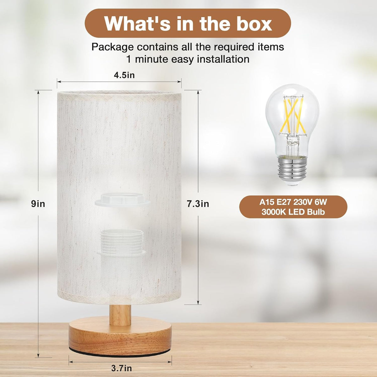 Aooshine Bedside Lamps, 3000K Warm Table Lamp for Bedroom Living Room