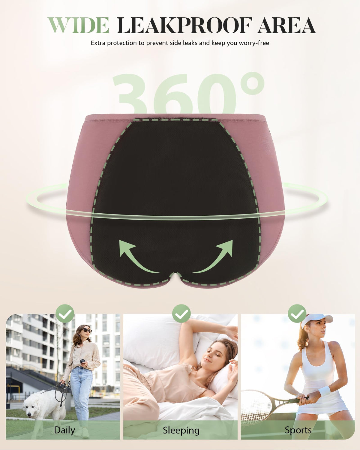 TANSTC Period Pants for Women, Heavy Flow Leakproof Menstrual Knickers
