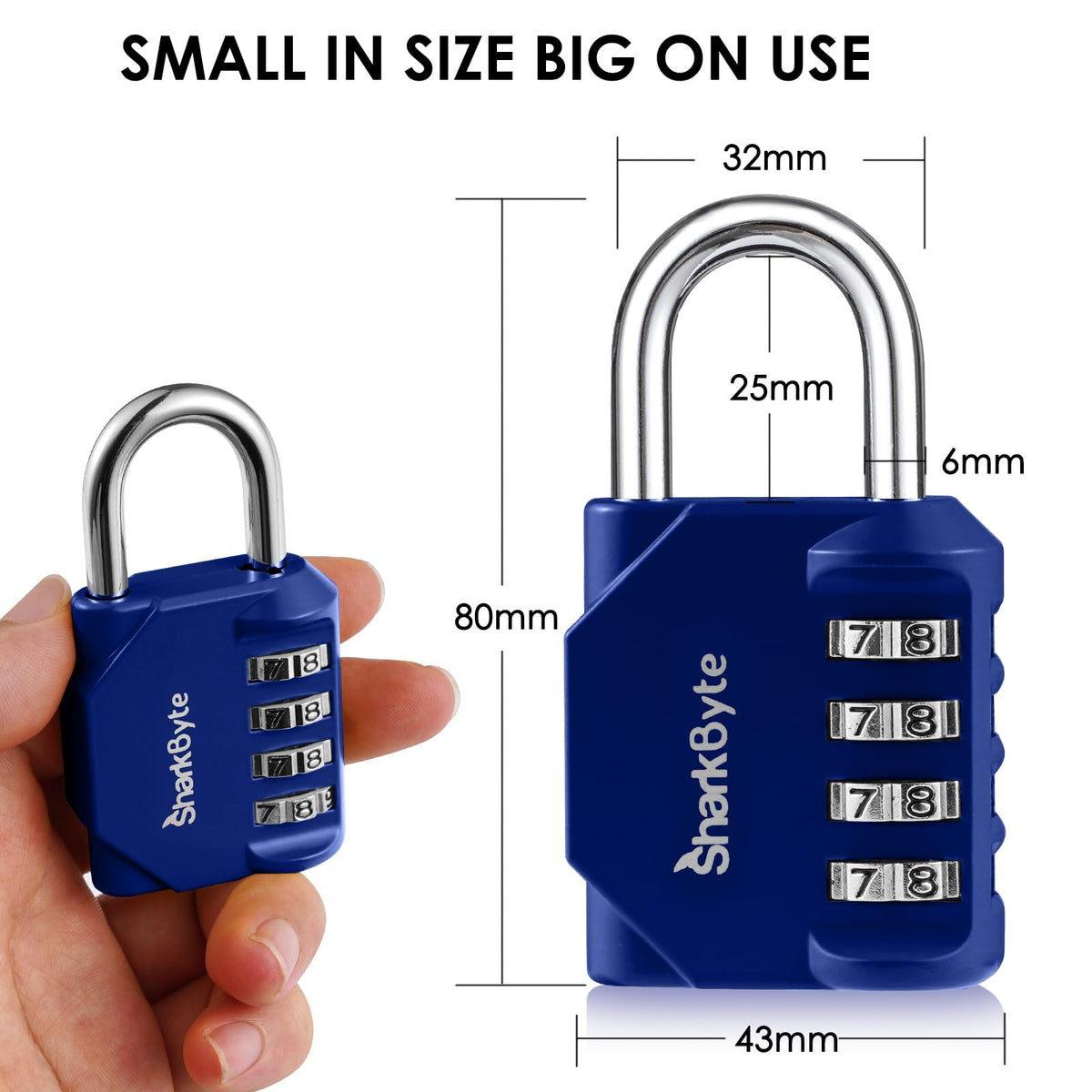 SharkByte Heavy Duty Combination Padlock – 4-Digit Weatherproof Outdoor Lock with Stainless Steel Shackle, Anti-Rust Resettable Code for Gym, School, Locker, Shed, Toolbox, Gate & Warehouse - Red
