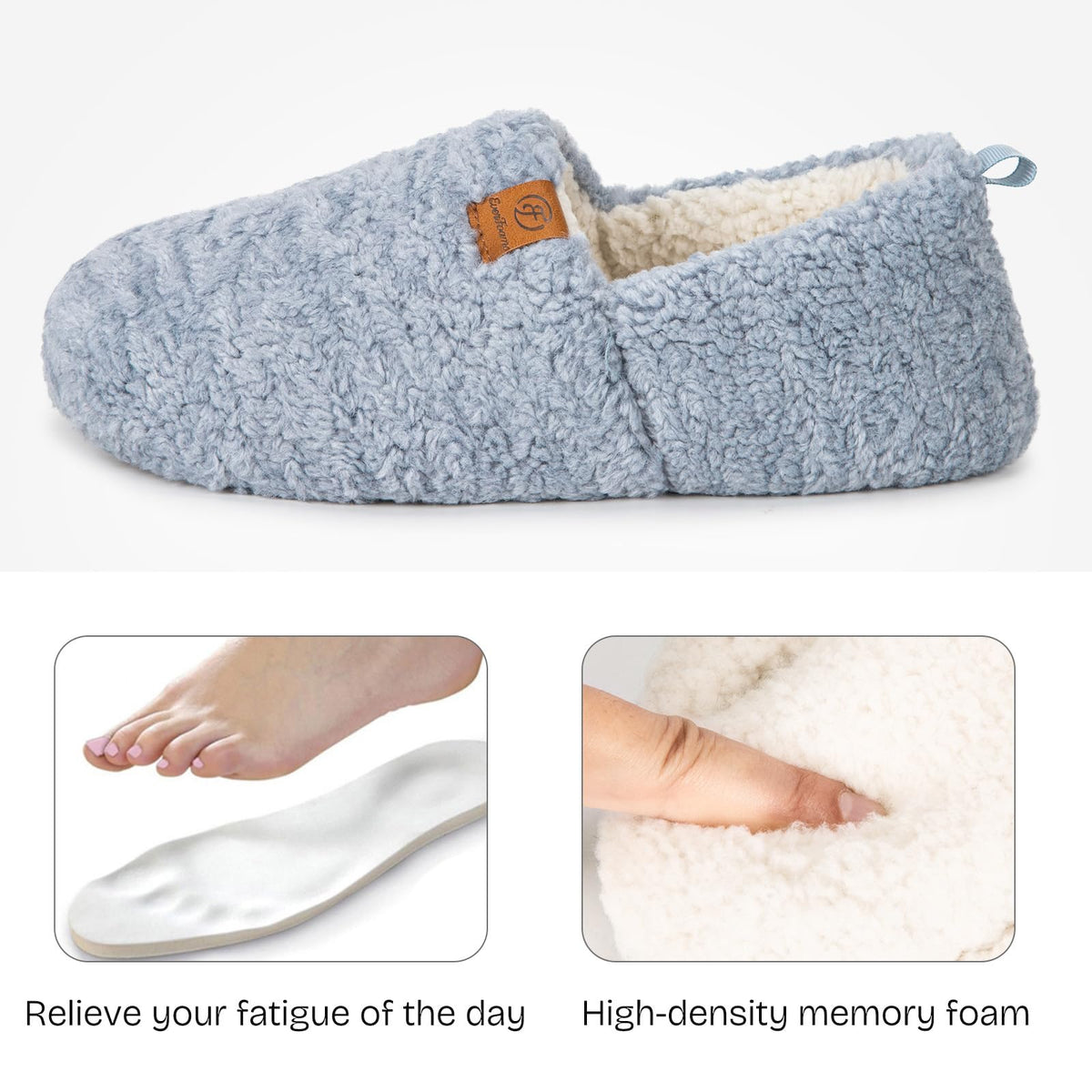 EverFoams Women's Fuzzy Full Slippers Faux Shearling Memory Foam