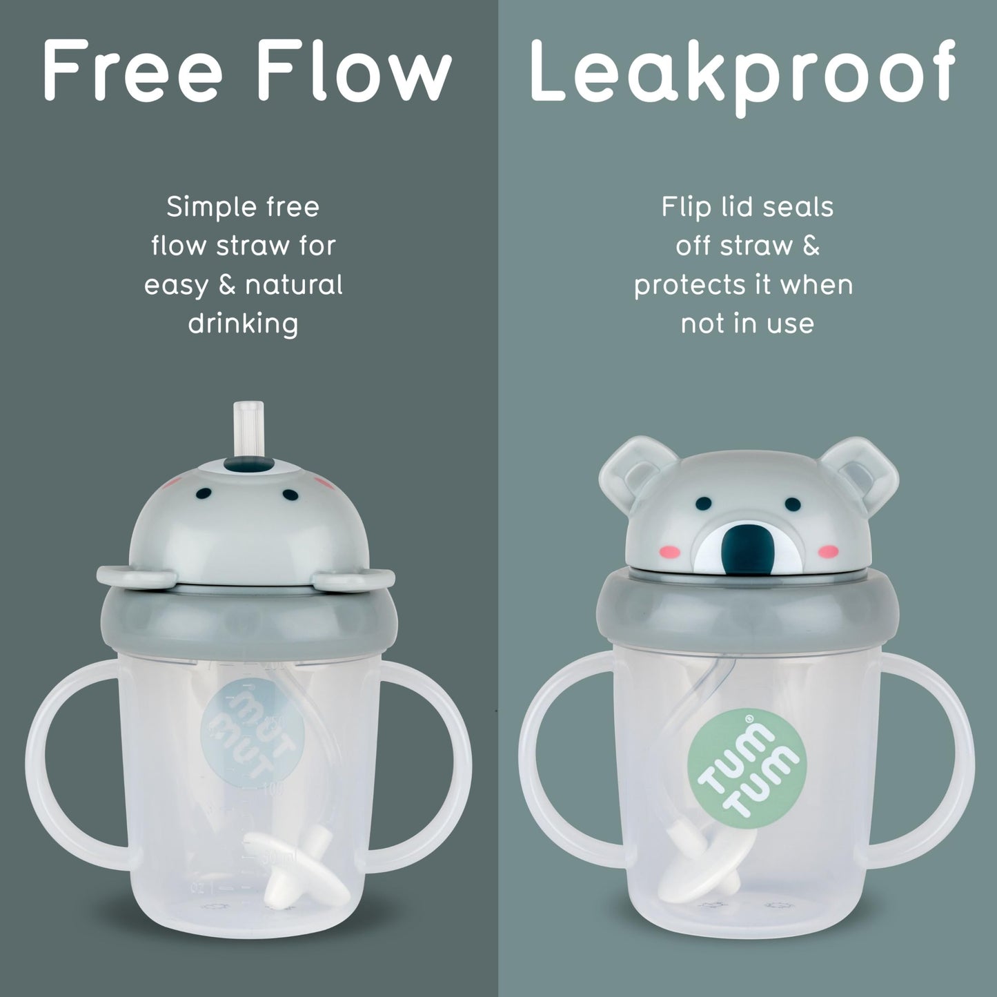 TUM TUM Tippy Up Free Flow Sippy Cup (No Valve), Sippy Cup for Toddlers, 200ml, BPA Free (Betsy Bear S3)