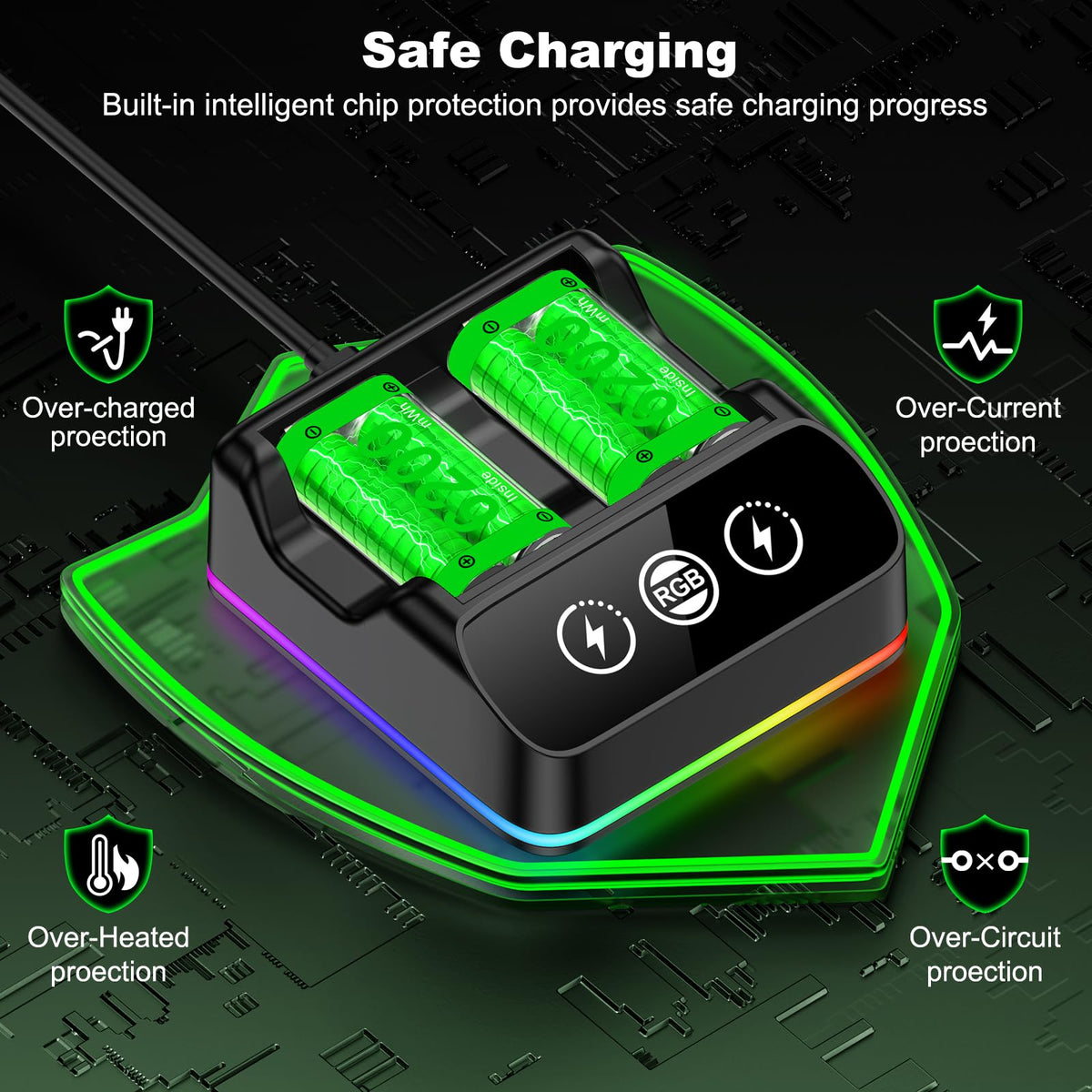 Rechargeable Battery Pack for Xbox One/Series Controller, 4x6200mWh Battery Pack with Charger/Cooling RGB/25H Playtime, Compatible with Xbox One/S/X/Elite 1, Series S/X Controller