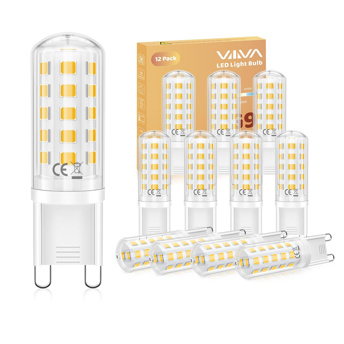 G9 LED Bulbs Cool White, 5W(45W Equivalent) 6000K, 500LM, Pack of 5