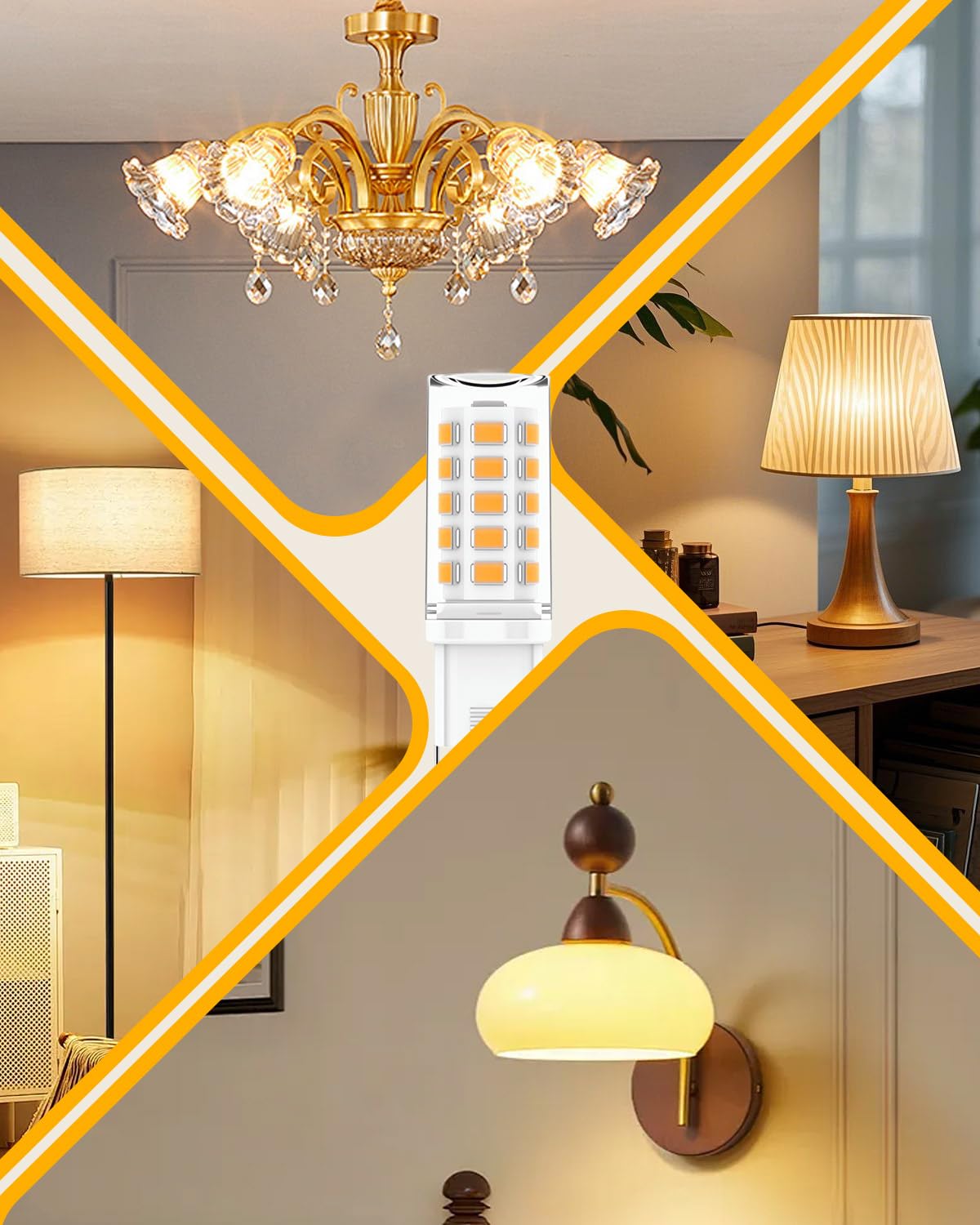 6 Pack G9 LED Bulbs Warm White, 4W, 3000K, No Flicker, Equivalent to 40W Halogen, 400LM, Non-Dimmable, Energy Saving G9 LED Light Bulbs for Decoration, Office, Home Lighting Decor and More