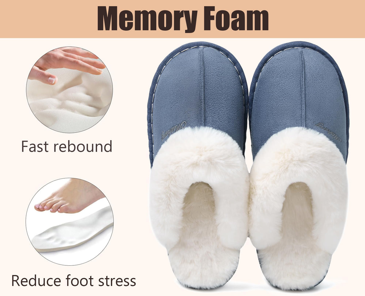 Misolin Womens Slippers With Memory Foam Fluffy Slip-on House