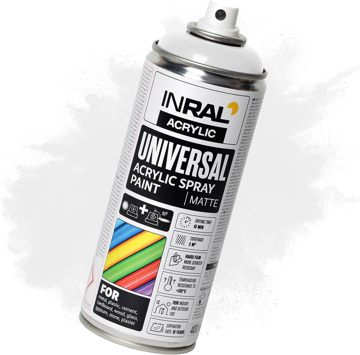 Acrylic Spray Paint Pure White Matt RAL9010 [400ml] – Universal Spray for Metal, Plastic, Wood & Stone – High-Coverage, UV & Rain Resistant – Indoor & Outdoor Use