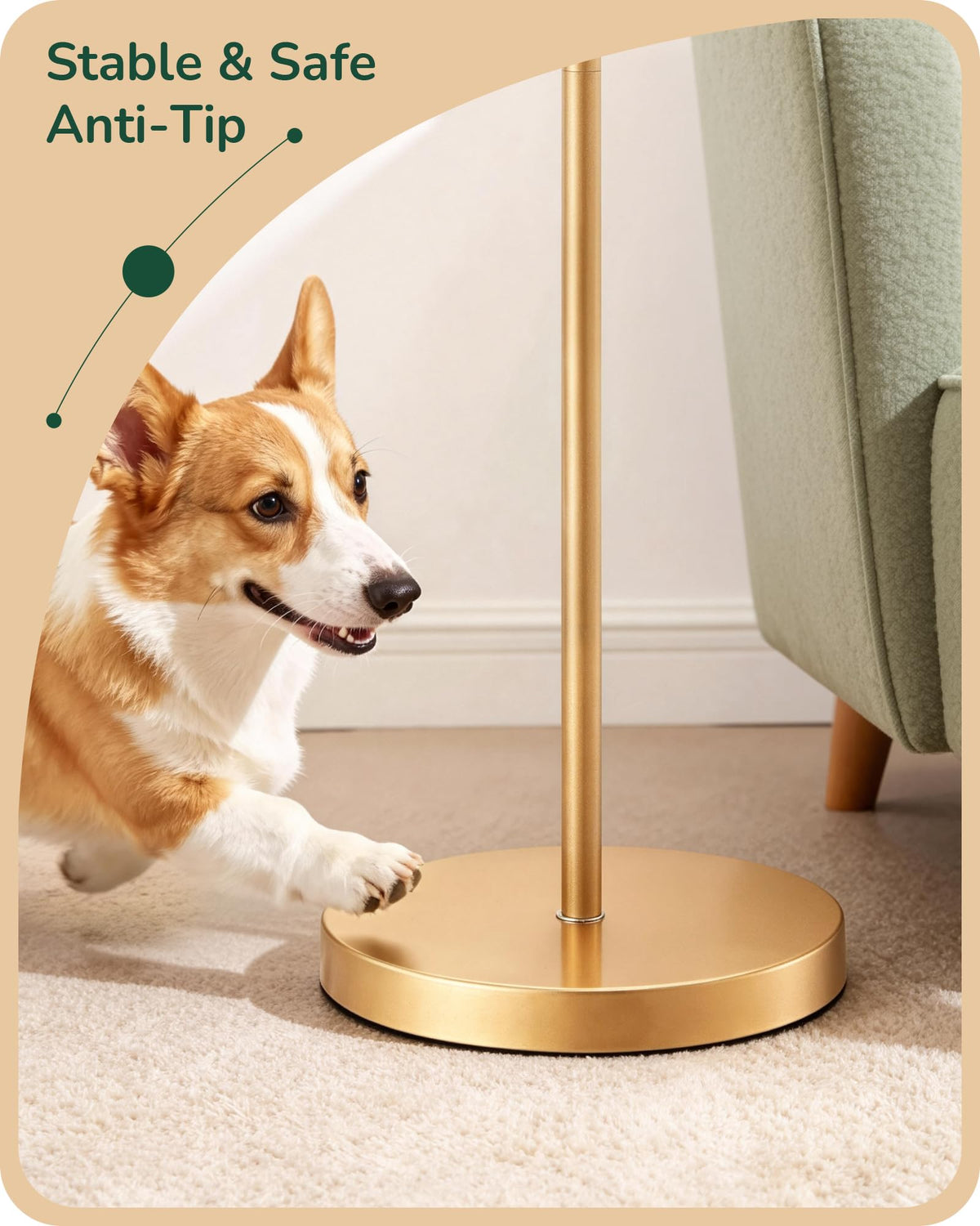 EDISHINE 57'' Modern Floor Lamp with Linen Shade, 2700K LED Bulb Included