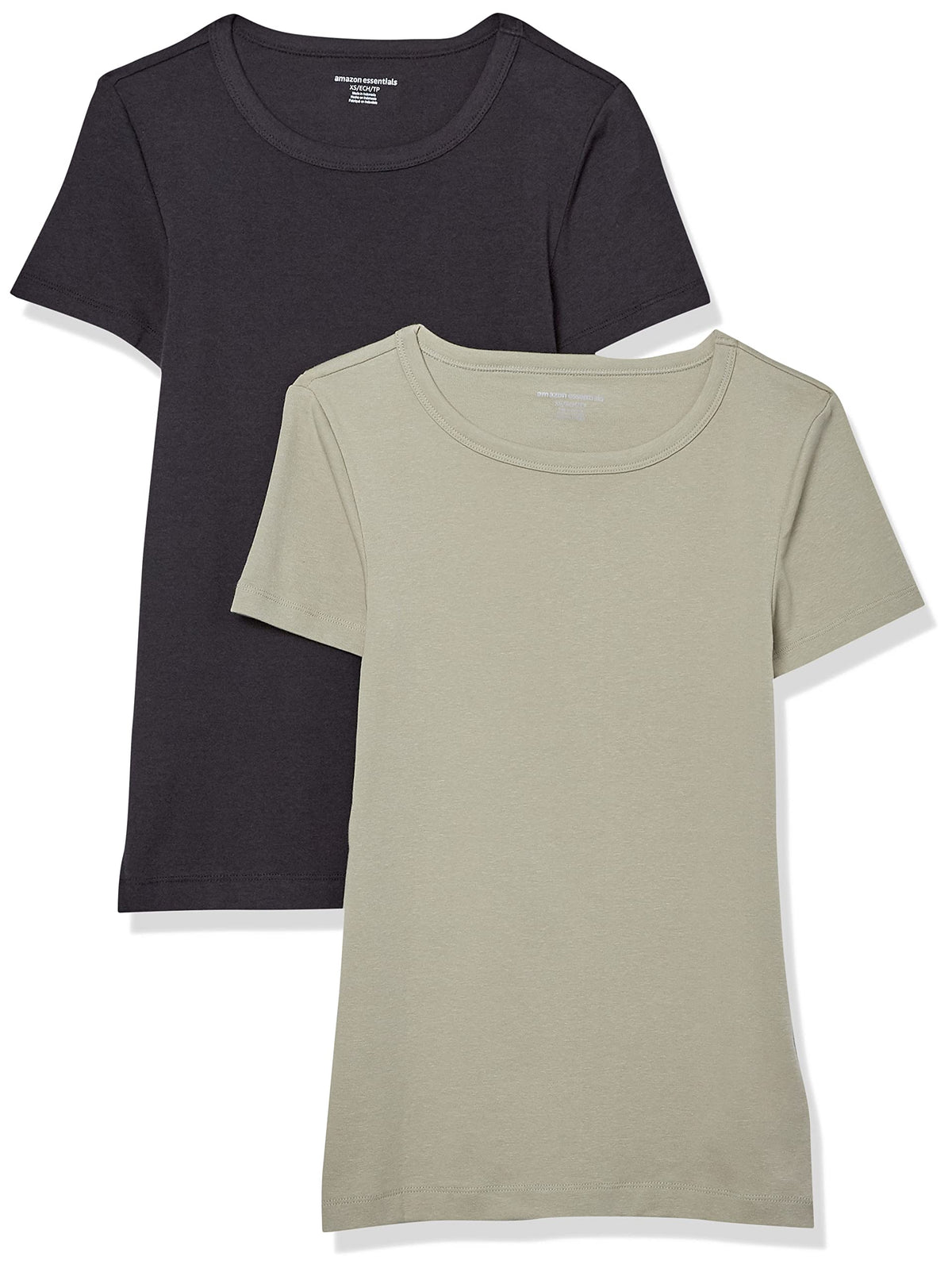 Amazon Essentials Women's Slim-Fit Short-Sleeve Crewneck T-Shirt, Pack of 2