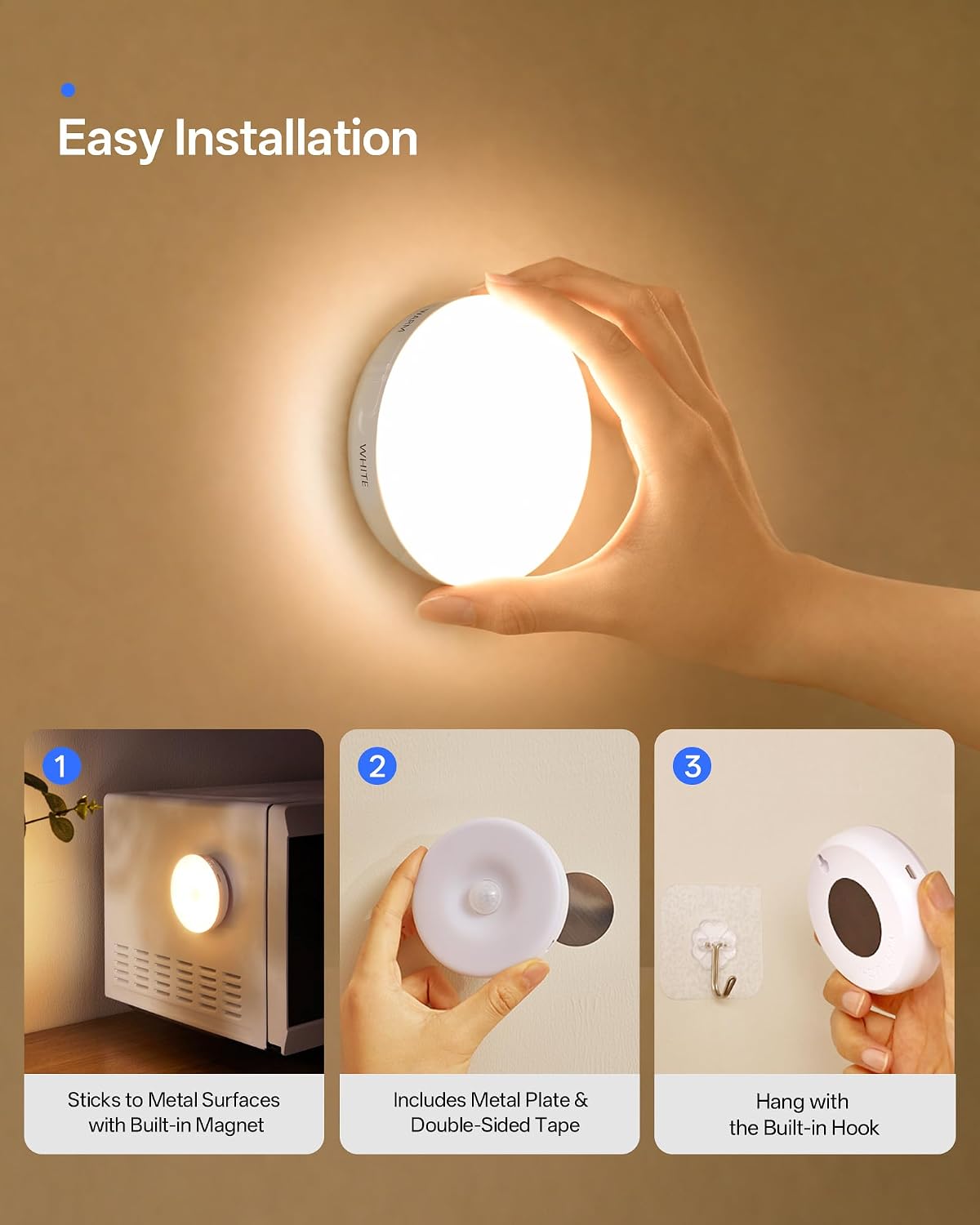 Homelist Motion Sensor Lights Indoor, Rechargeable Night Light, 6 Pack