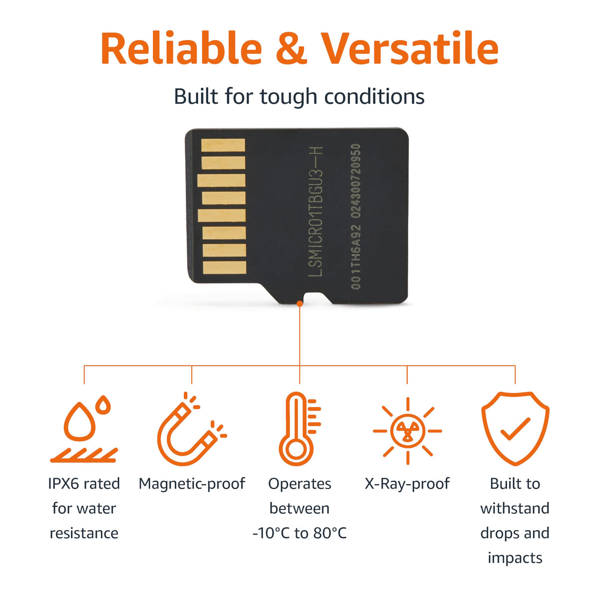 Amazon Basics microSDXC Memory Card with Full Size Adapter, A2, U3, Read Speed up to 100 MB/s, 128GB, Black
