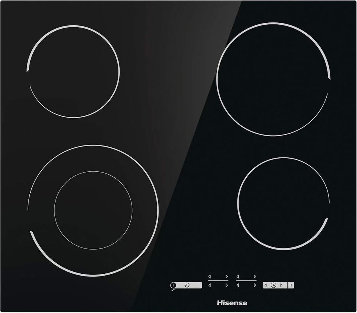 Hisense E6432C Built-in 60cm Electric Ceramic Hob with Child Lock, Touch control, Timer Function - Black 7200W, 20 x 24 x 2 inches (L x W x H)
