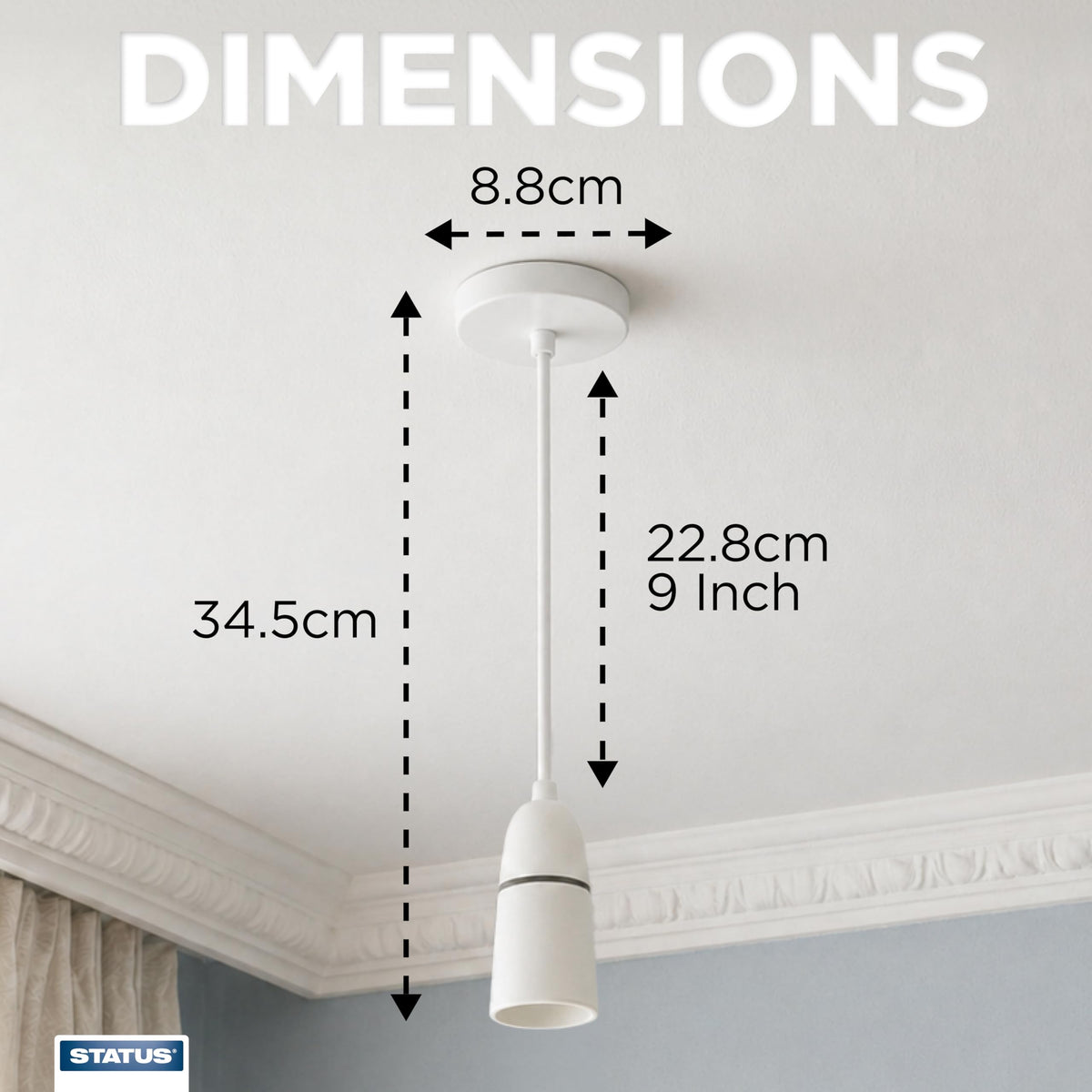 Status 6-Inch White Bayonet (B22) Ceiling Pendant Light Fitting