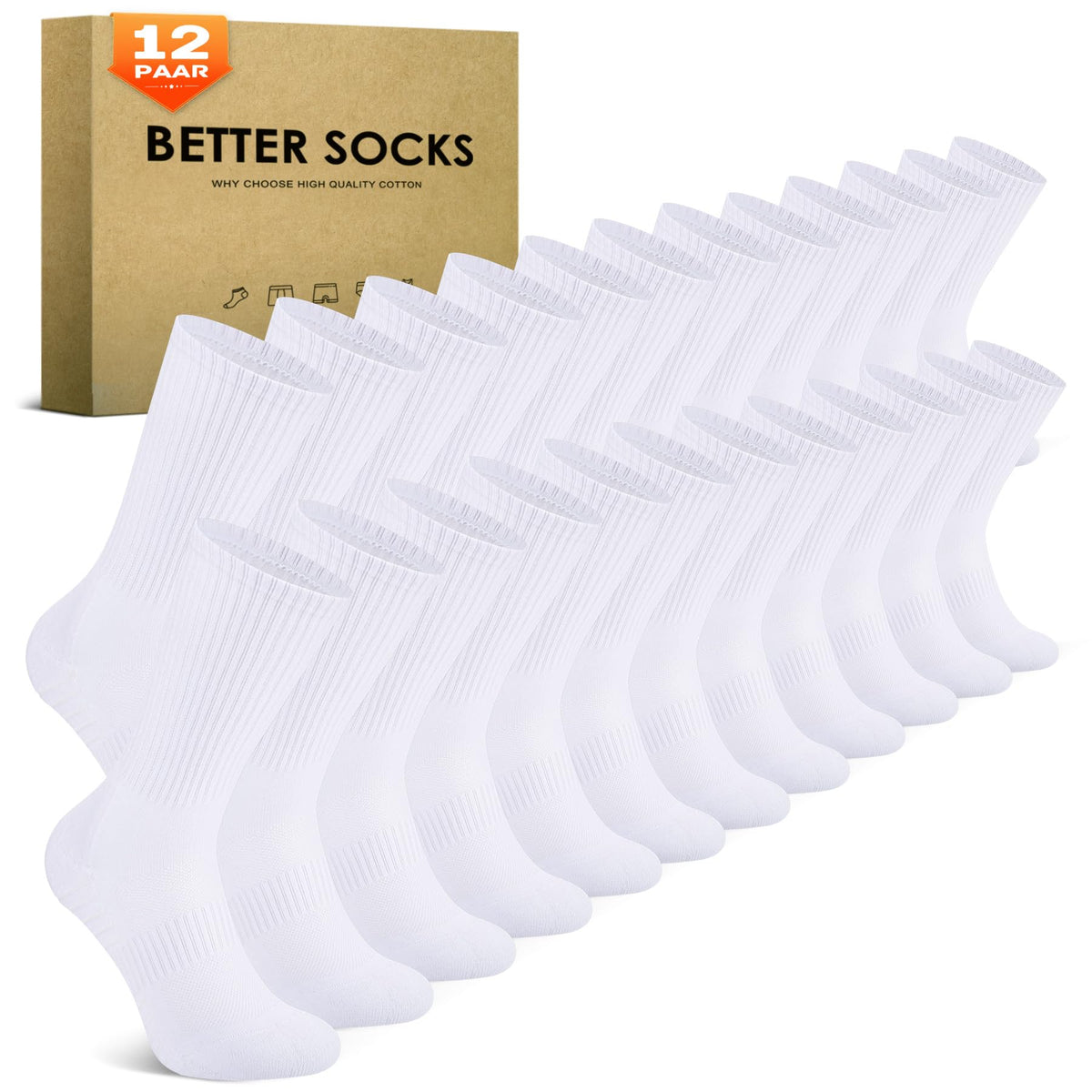 6/12 Pairs Cushioned Sports Socks for Men Women Cotton Crew Socks