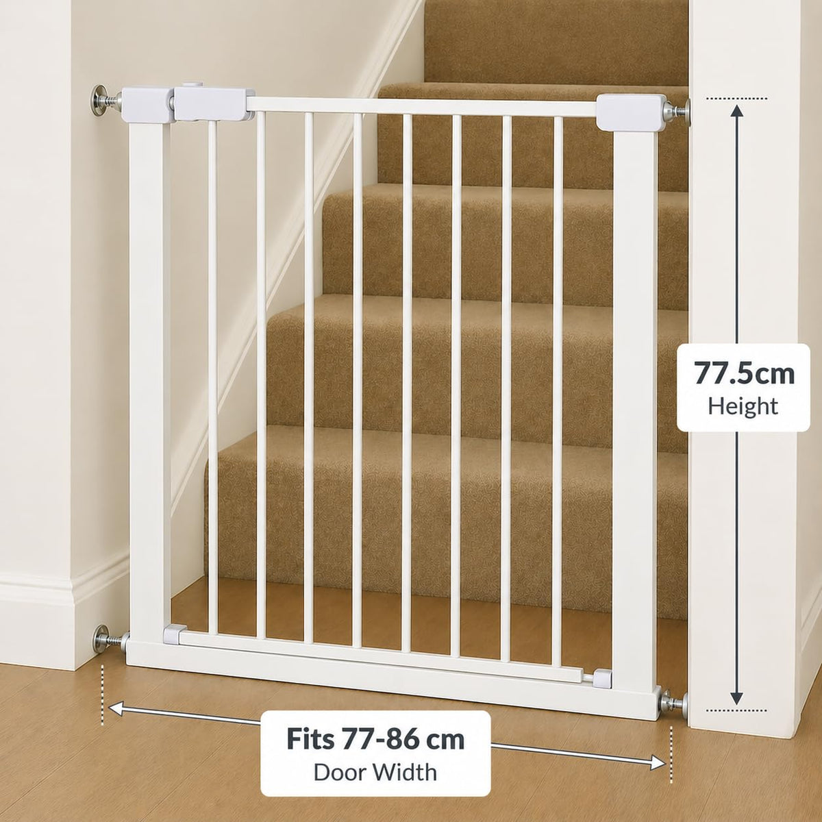 For Your Little One Pressure Fit Safety Stair Gate – 100–107 cm – 2 x 7 cm Extensions Included – No Screws Needed | One-Hand Opening | Baby & Pet Gate for Stairs & Doorways, Grey
