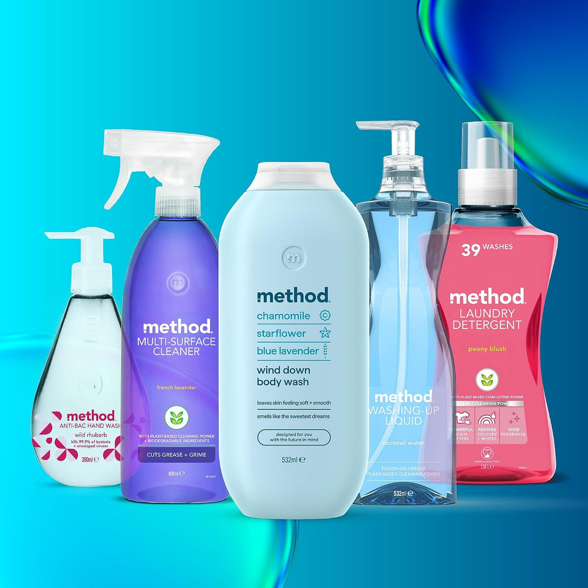 Method Wind Down Body Wash, Chamomile & Blue Lavender, Shower Gel, 532ml