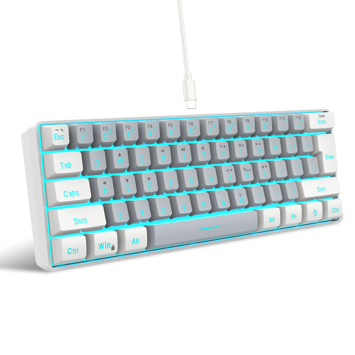Snpurdiri Wired Mechanical Gaming Keyboard, 60% Size, LED Backlight, 61 Keys, Small Wired Office Keyboard for Windows Laptop/PC, Mac (Black-Red, Blue Switches)
