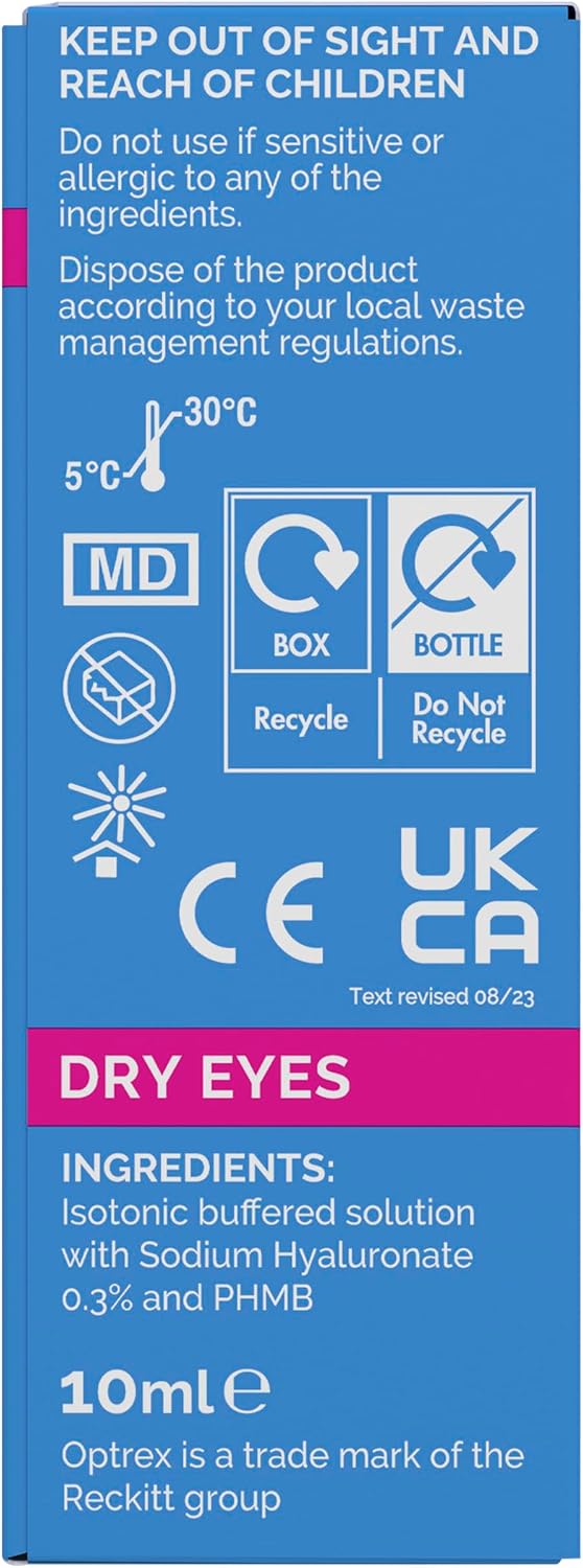 Optrex 10 ml Moisturising Eye Drops: Contact Lens Safe, Relieves Irritation, Soothes Inflammation, Hydrates, Provides Comfort for Dry and Sensitive Eyes
