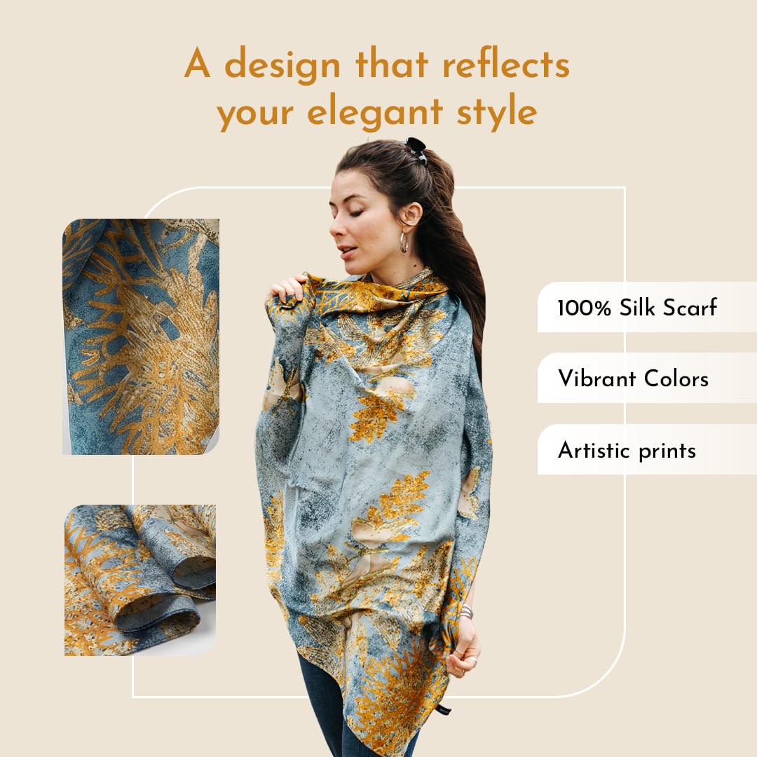 Trillion London® Silk Shawl Birthday Gifts for Women - Designer Silk Scarf