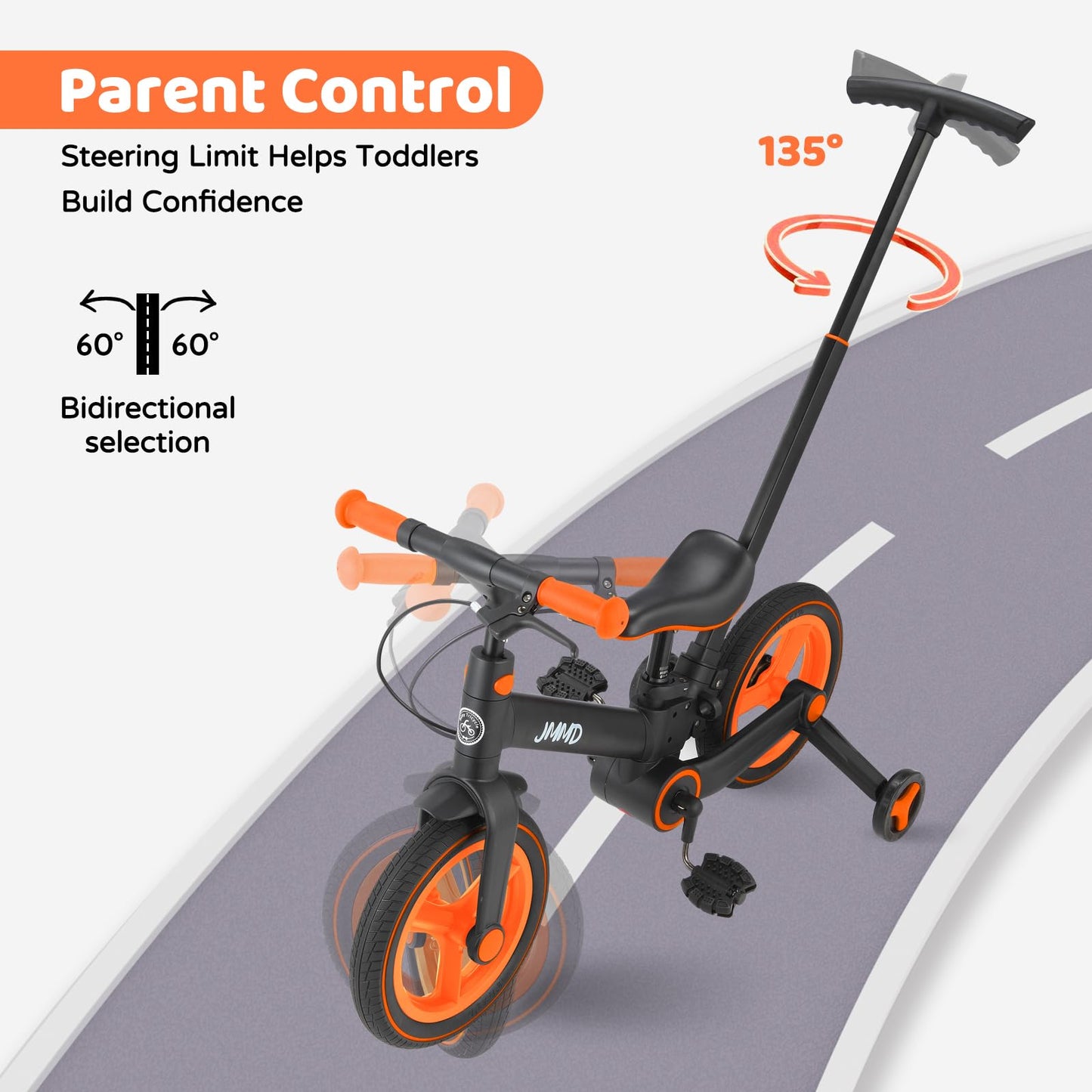 JMMD 6-in-1 Convertible Toddler Balance Bike to Pedal Bike — Ages 18 Months to 5 Years