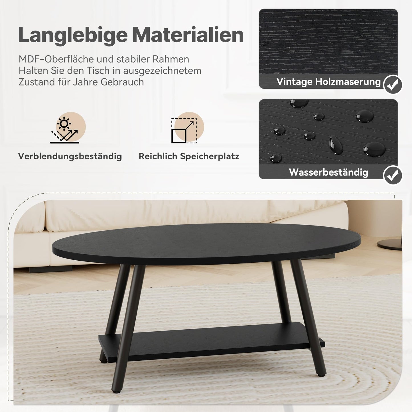 Hawthyhome Coffee Tables, Round Nesting Tables Tet of 2, Modern Side Tables with Metal Frame, Industrial Stacking End Tables for Living Room Bedroom Office, 60 * 60 * 45cm, Brown
