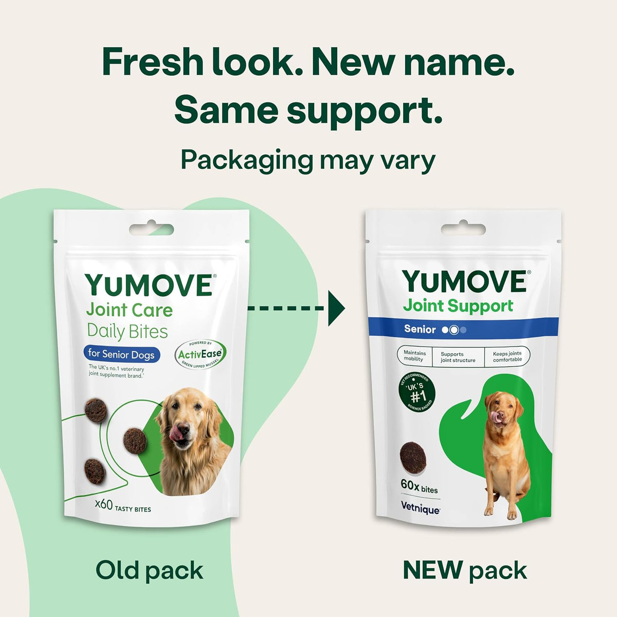 YuMOVE Senior Dog Joint Supplement, Daily Bites for Joint Care, Essential Dog Hip and Joint Aid for Senior Dogs with Glucosamine, Chondroitin, Green Lipped Mussel, Aged 8+, 60 Chews