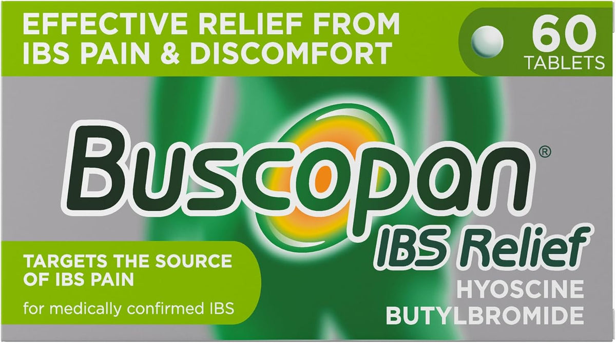 Buscopan, Targeted Belly Pain Relief, Starts to Work in 15 mins, 60 Tablets