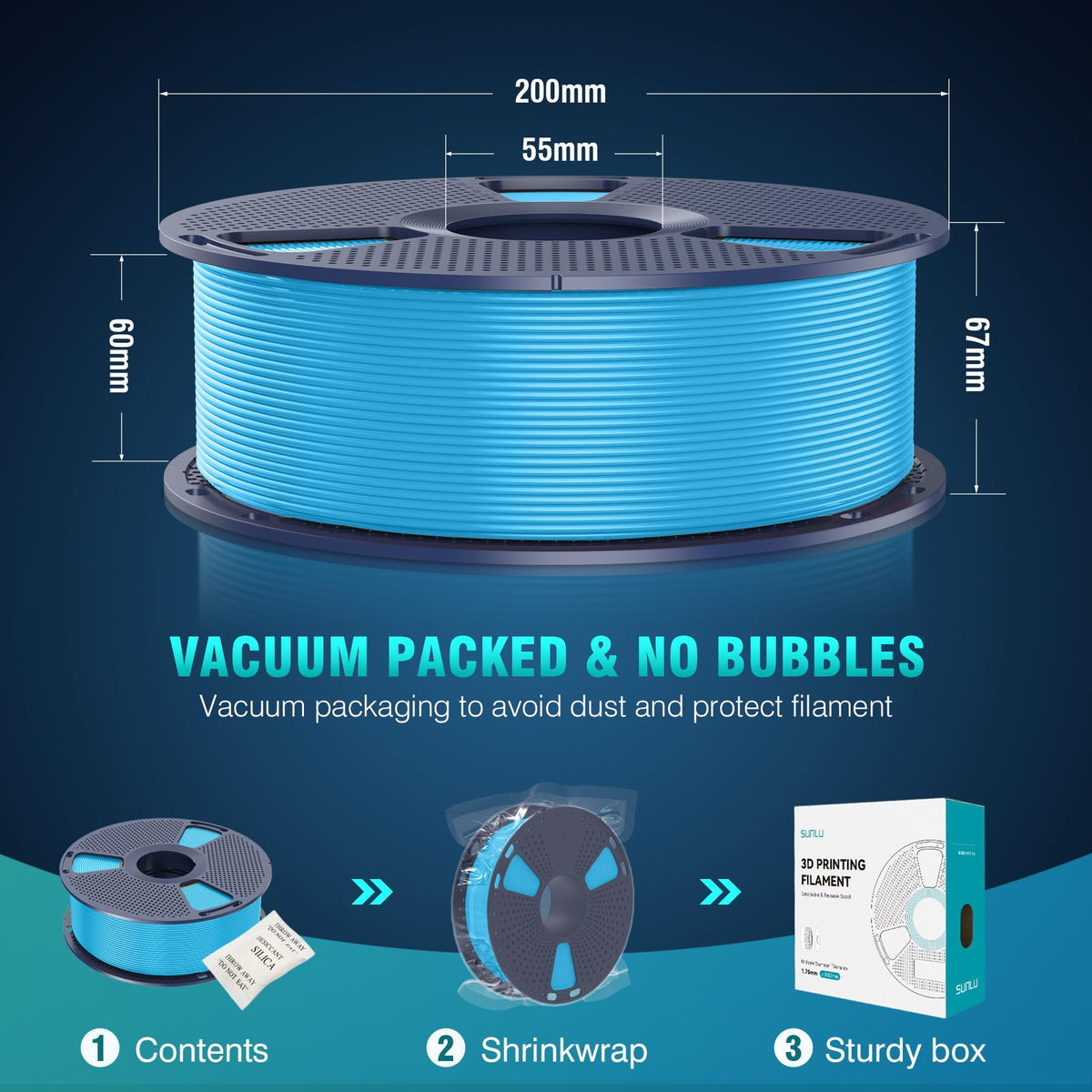 SUNLU Premium PLA+ Filament 1.75mm, Enhanced Durability and High Strength
