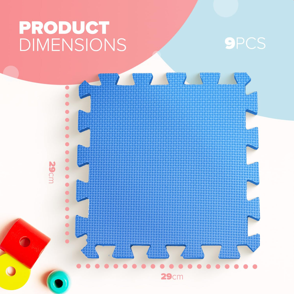 kidoola Foam Baby Play Mat (29x29cm) – Thick & Soft EVA Foam Interlocking Floor Tile Matting for Children – Large Multi Colour, Safe & Comfortable 7mm Thick Play Flooring (9pc)