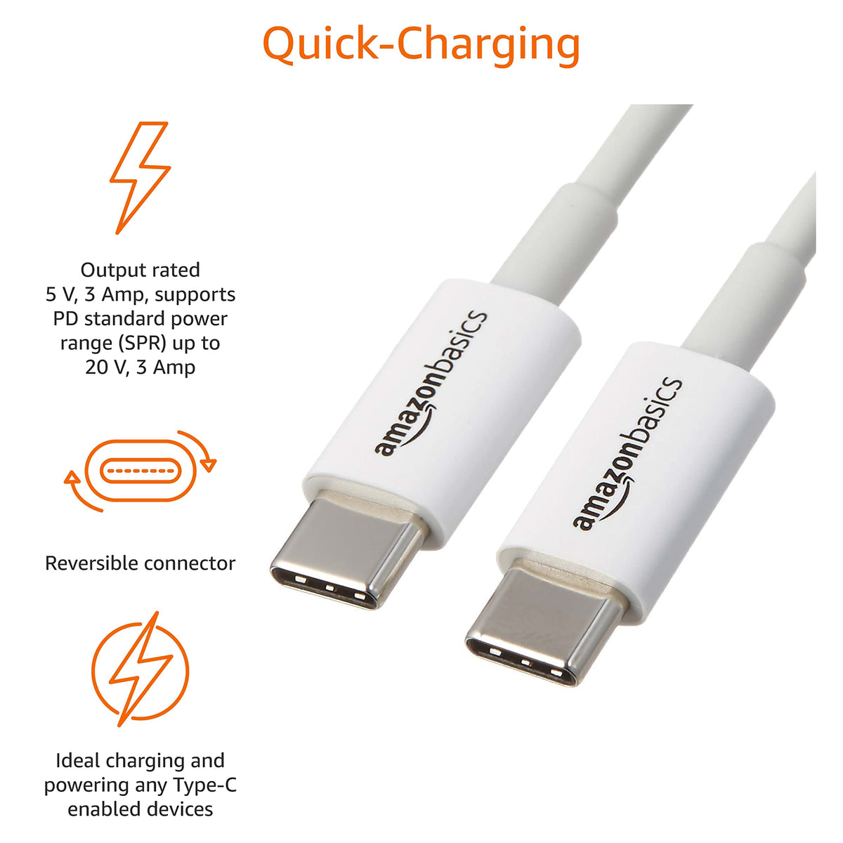 Amazon Basics USB-C to USB-C 2.0 Fast Charger Cable, 480Mbps Speed, USB-IF Certified, for Apple iPhone 16/15, iPad, Samsung Galaxy, Tablets, Laptops, 0.9 m, Black